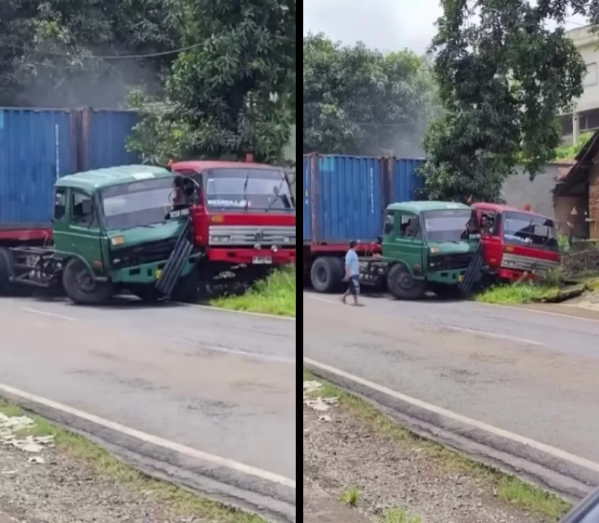 Kronologi Lengkap 2 Truk Kontainer Kecelakaan di Jepara